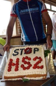Stop HS2 cake at cycle race in the Lee