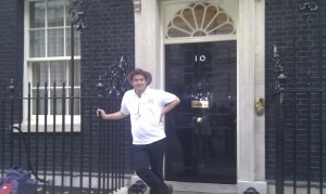 Joe Rukin handing in a 108,00 signature petition to Downing Street in 2011.