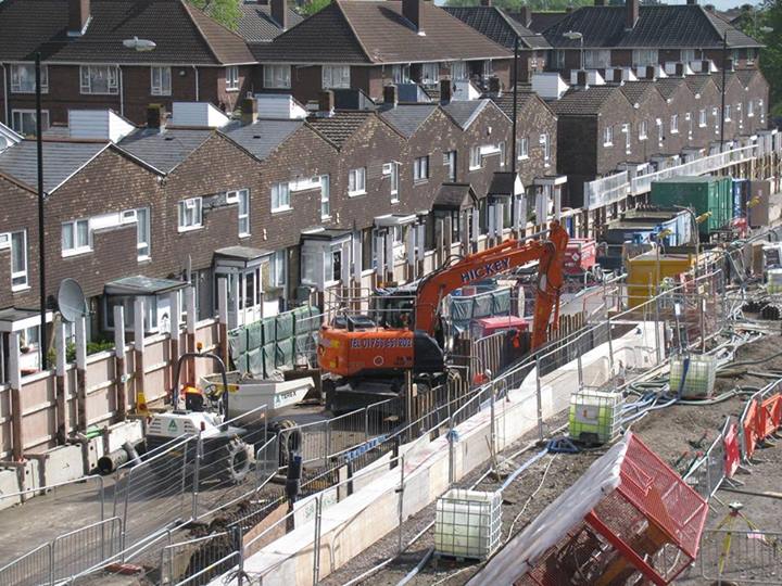 Houses by Crossrail Construction site