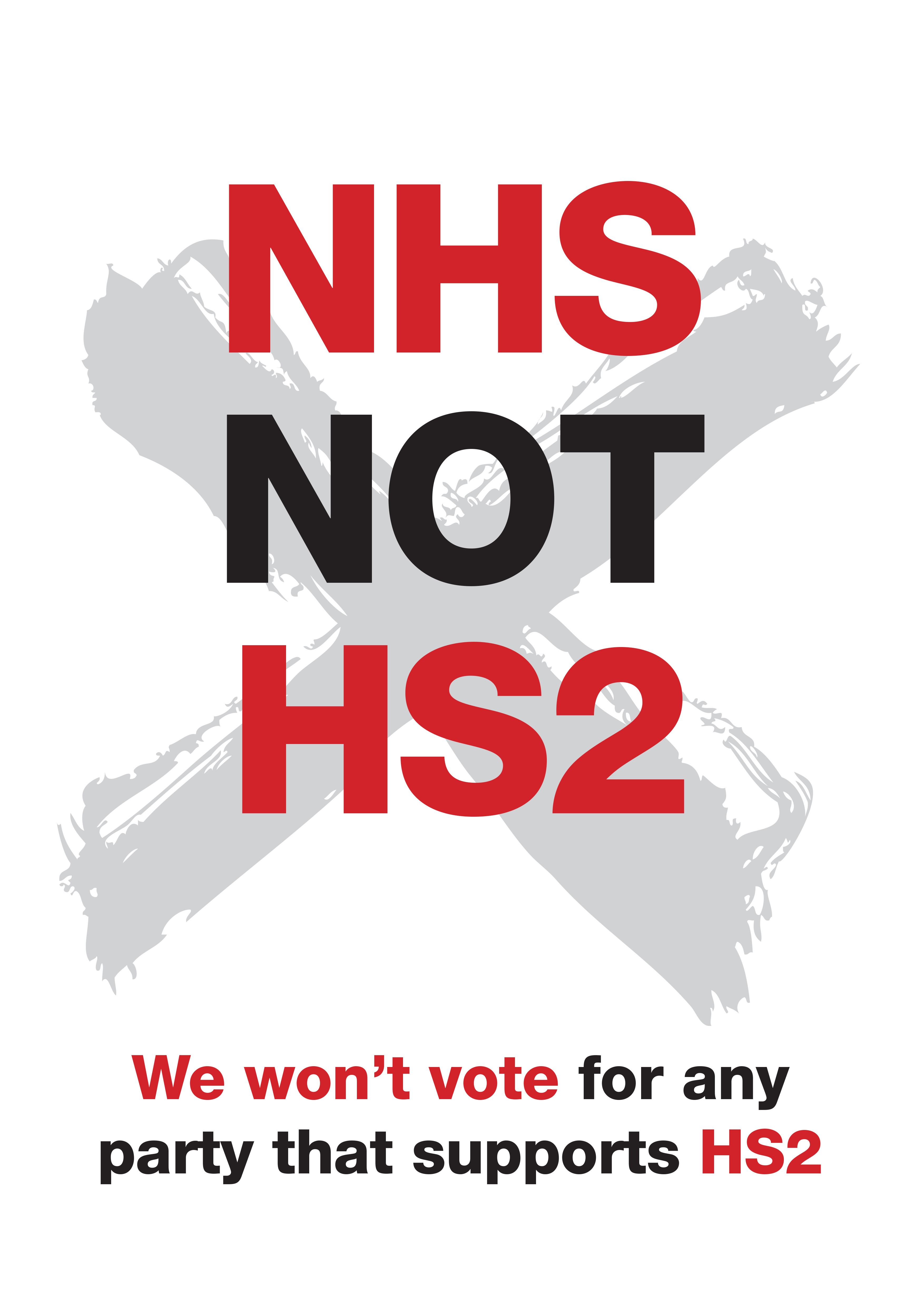 Stop HS2 pre-election poster "NHS not HS2"