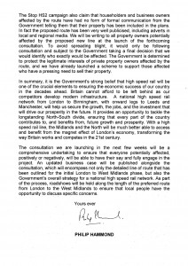 Philip Hammond's letter to MP's about Stop HS2, p2