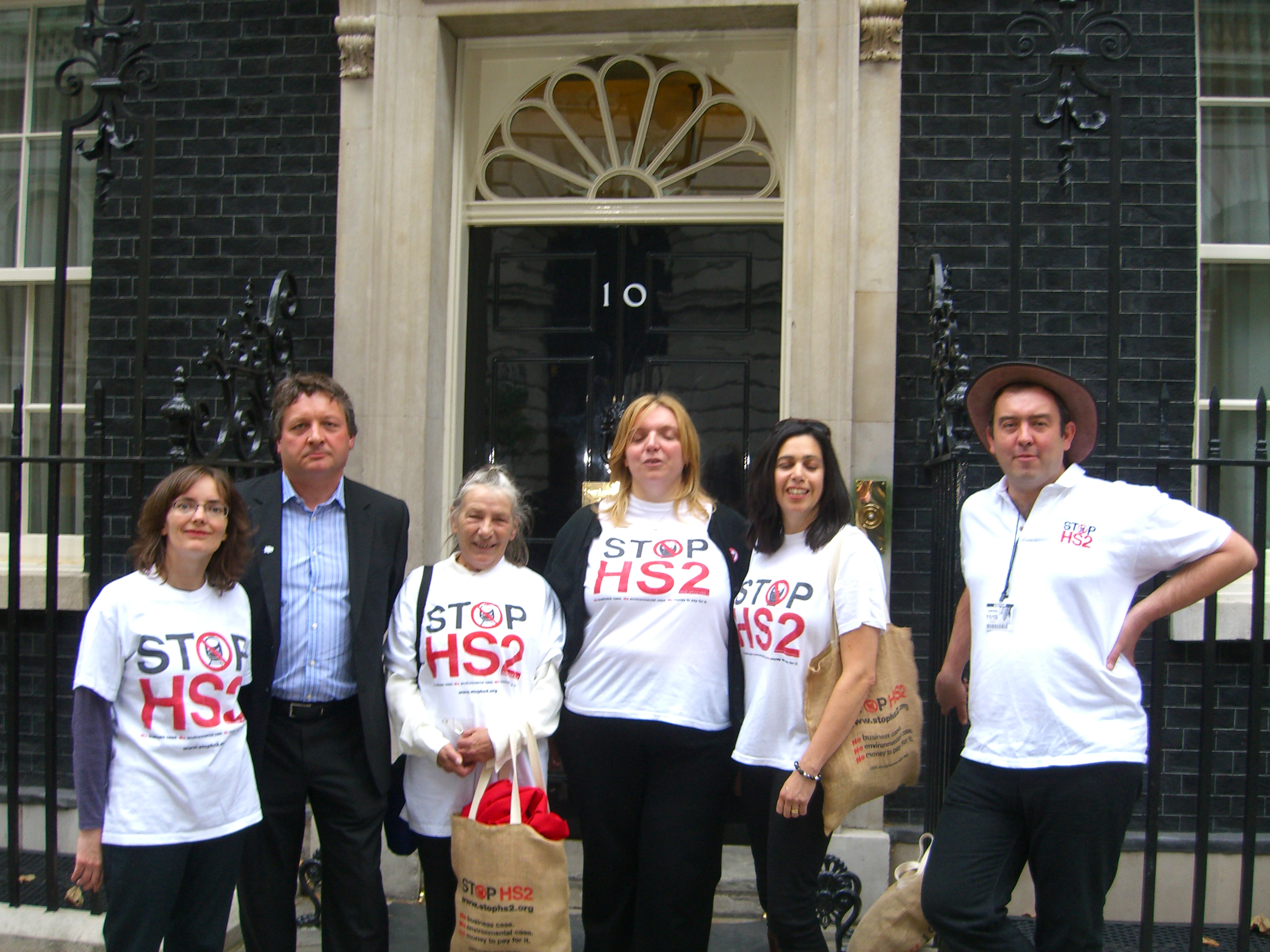 Stop Hs2 campaigners outside 10 Downing Street