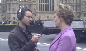 Andrea Leadsom MP being interviewed before the HS2 Debate