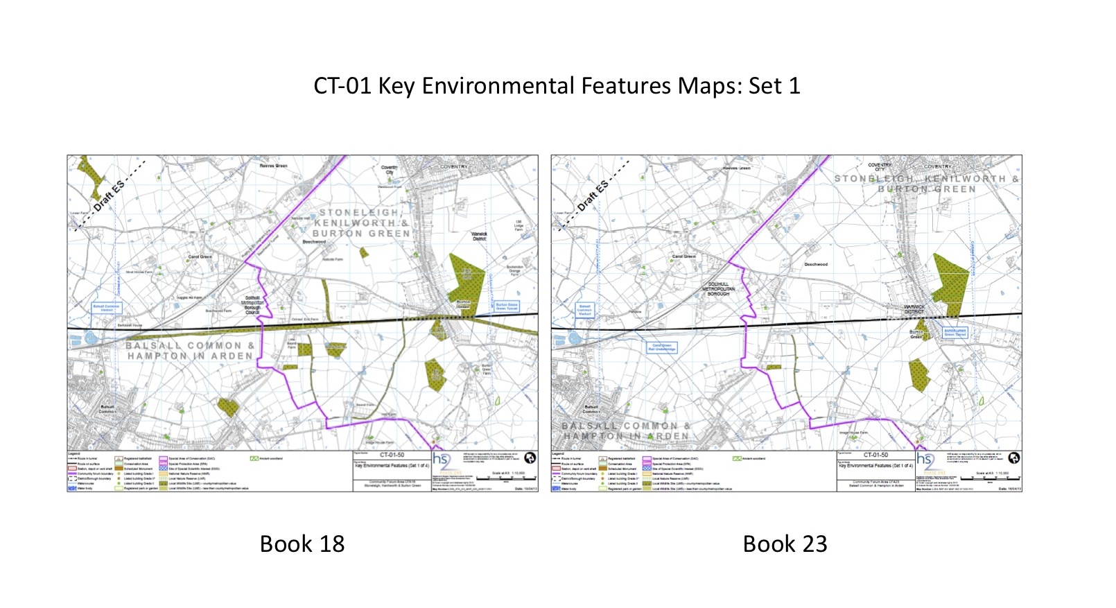 Shows differences in map CT-01-50 in CFA map book 23 and 18
