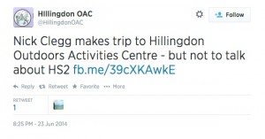 To @nick_clegg Did your Son enjoy his day at @HillingdonOAC If @HS2ltd get their way his friends won't be able to use #HOAC @stophs2 #hs2