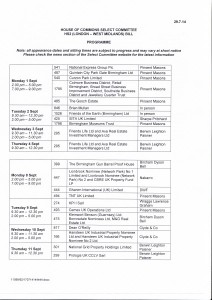 Petition Hearing Dates, 1st - 11th Sept 2014