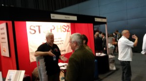 Questions being asked, answers being given at the Stop HS2 stall.