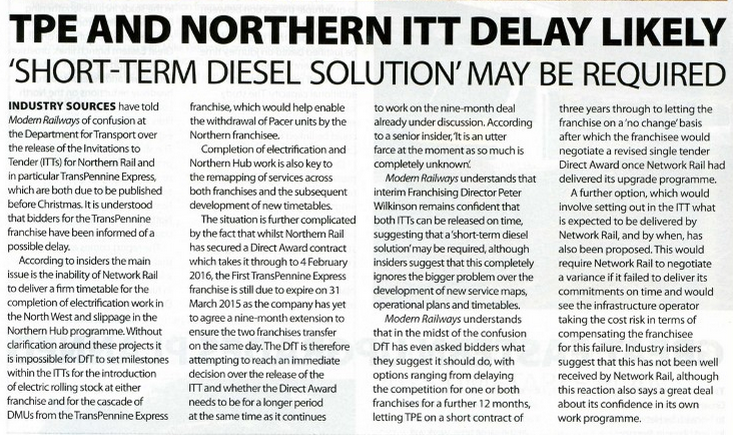 Modern Railways Article, December 2014