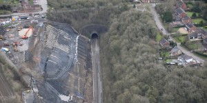 View of the Harbury Landslide which blocked the Chilterns Railway route between Leamington Spa and Banbury