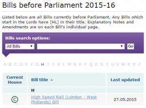 As things stand after the Queens Speech, there is only one Bill before Parliament.