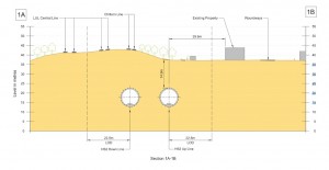 Corrected cross-section showing actual depth of tunnel