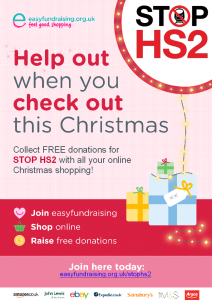 Help Stop HS2 while you shop - easyfundraising poster