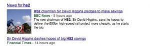 On the day he was appointed, Higgins said both that he would cut costs of HS2, and that he wouldn't.