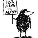 Hedgehogs against HS2 cartoon