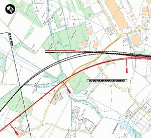 How the HS2 route was moved (from the black to the red) to avoid the Trent and Mersey Canal in 2015