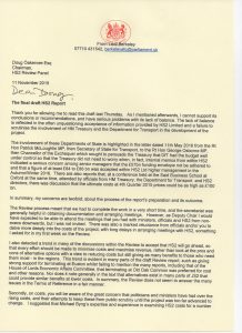 Lord Berkeley's letter to Doug Oakervee
